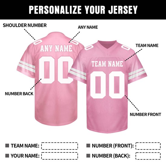 Custom Plus Size Oversized Sublimation Personalized American Football Jersey V-neck Short Sleeve Quick Dry Breathable Uniform