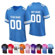 Custom Professional Blue American Football Uniforms Breathable Logo-Designed V Neck American Football Jersey