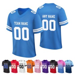 Custom Professional Blue American Football Uniforms Breathable Logo-Designed V Neck American Football Jersey Custom Professional Blue American Football Uniforms Breathable Logo-Designed V Neck American Football Jersey