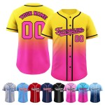 Custom Team Gradient Color Baseball Jersey Top Stitched Name Logo Full Button Wholesale Heat-Transfer 100% Polyester Breathable Custom Team Gradient Color Baseball Jersey Top Stitched Name Logo Full Button Wholesale Heat-Transfer 100% Polyester Breathable