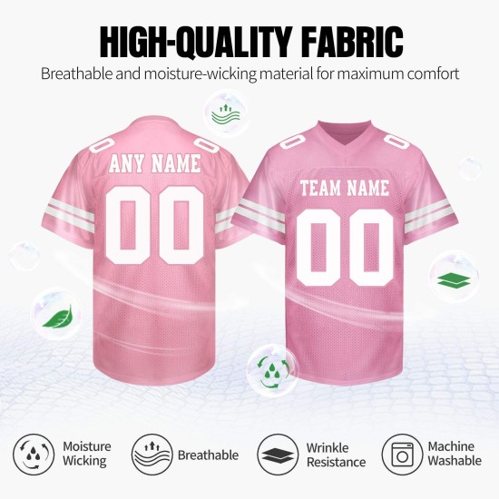 Custom Plus Size Oversized Sublimation Personalized American Football Jersey V-neck Short Sleeve Quick Dry Breathable Uniform