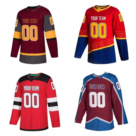 OEM/ODM Unisex Digital Print Sublimated Front Logo Adult Ice Hockey Jersey Reversible 100% Polyester Quick Dry Breathable KM21