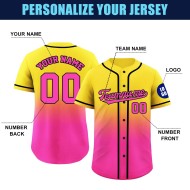 Custom Team Gradient Color Baseball Jersey Top Stitched Name Logo Full Button Wholesale Heat-Transfer 100% Polyester Breathable