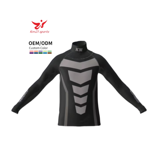 Custom Unisex Adult Ice Hockey Base Layer Shirt Neck Top Guard Long Sleeve Protection Heat-Transfer Printed Sublimated