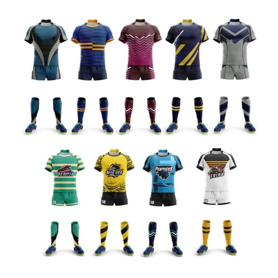 High Quality OEM Custom Sublimation Digital Print Breathable Plus Size Mens Rugby League Jersey Sets