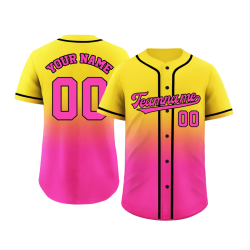 Custom Team Gradient Color Baseball Jersey Top Stitched Name Logo Full Button Wholesale Heat-Transfer 100% Polyester Breathable