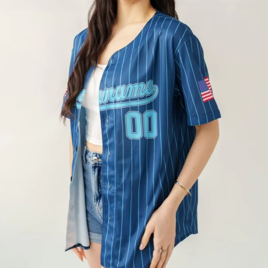 OEM ODM Name Number Logo Stripe Baseball Jerseys Breathable Polyester Personalized Pinstripe Team Baseball Uniforms