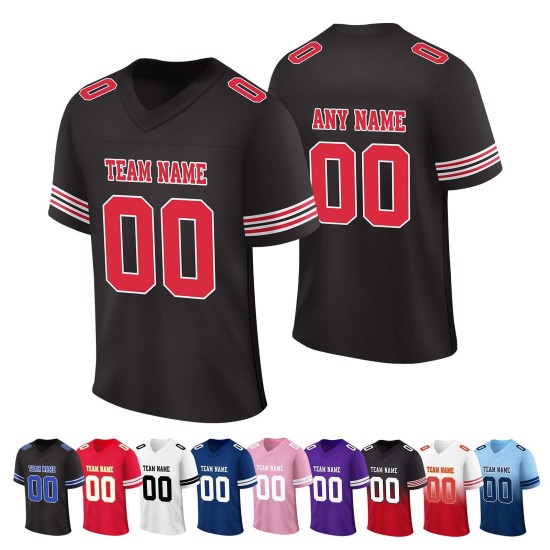 Customised V Neck Plus Size Adult American Football Jerseys Uniforms Blank Sublimated Moisture-Wicking Breathable 100% Polyester