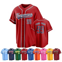 Custom Digital Print Logo Button-Up Baseball Jerseys Unisex Stitched Name Shirts 100% Polyester Breathable Quick Dry Plus Size