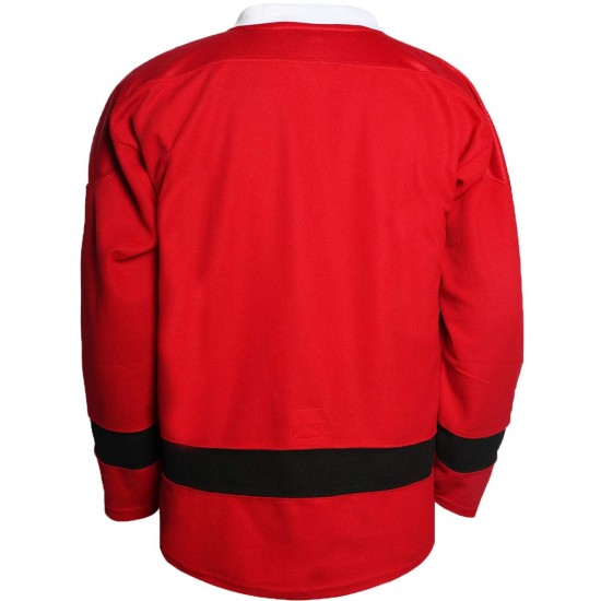 Custom Logo Long Sleeve Ice Hockey Jersey Practice Jerseys Printed Name Breathable Blank Red Ice Hockey Uniform Sports Wear