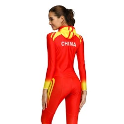 Custom Women's Adult Speed Skating Uniform Zipper Closure Long Sleeve Short Track Ice Breathable Quick Dry Eco-Friendly