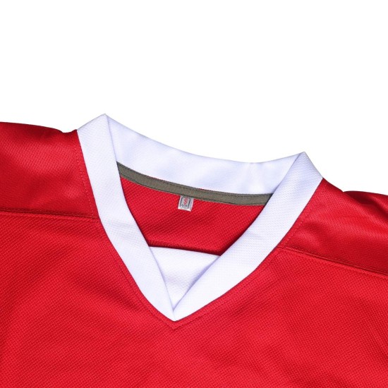 Custom Logo Long Sleeve Ice Hockey Jersey Practice Jerseys Printed Name Breathable Blank Red Ice Hockey Uniform Sports Wear