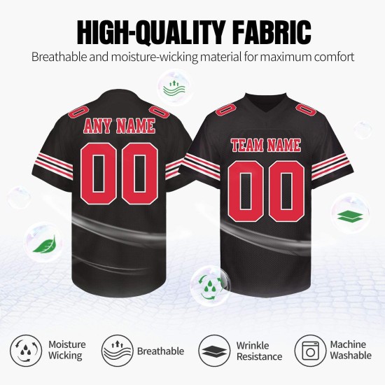 Customised V Neck Plus Size Adult American Football Jerseys Uniforms Blank Sublimated Moisture-Wicking Breathable 100% Polyester