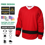 Custom Logo Long Sleeve Ice Hockey Jersey Practice Jerseys Printed Name Breathable Blank Red Ice Hockey Uniform Sports Wear