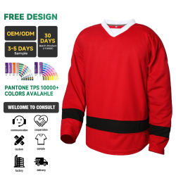 Custom Logo Long Sleeve Ice Hockey Jersey Practice Jerseys Printed Name Breathable Blank Red Ice Hockey Uniform Sports Wear