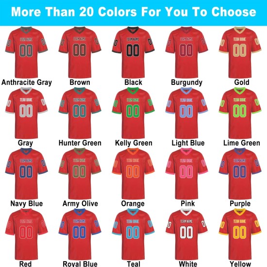 Adult Plus Size Football Jersey Short Sleeve Athletic American Football Uniform Team Sets 100% Polyester Sublimated Custom Logo